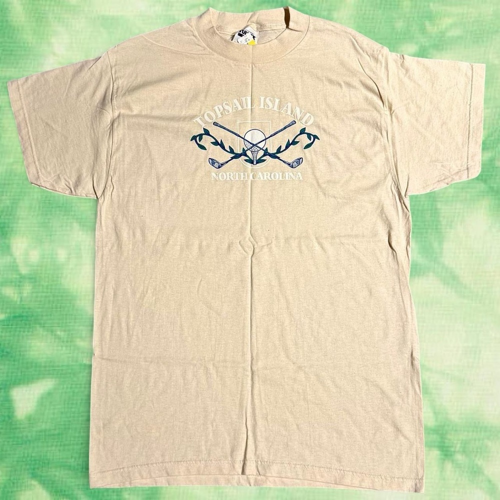 VINTAGE GOLF TOP SAIL ISLAND NC CREAM TEE LARGE NWT - Picture 2 of 8